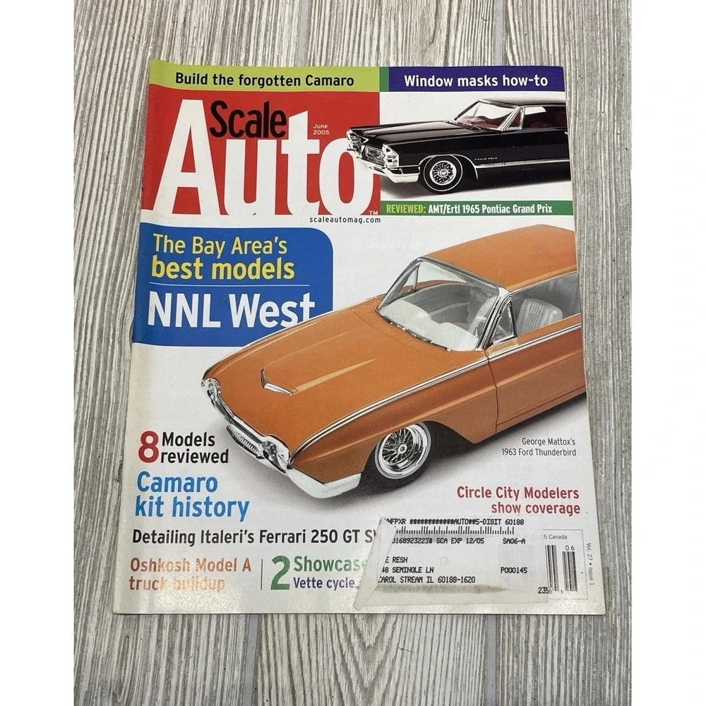 Scale Auto Magazine June 2005 Camaro Kit History 1963 Ford Thunderbird NNL West